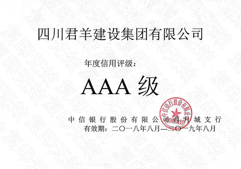 2018年中信信用品级3A